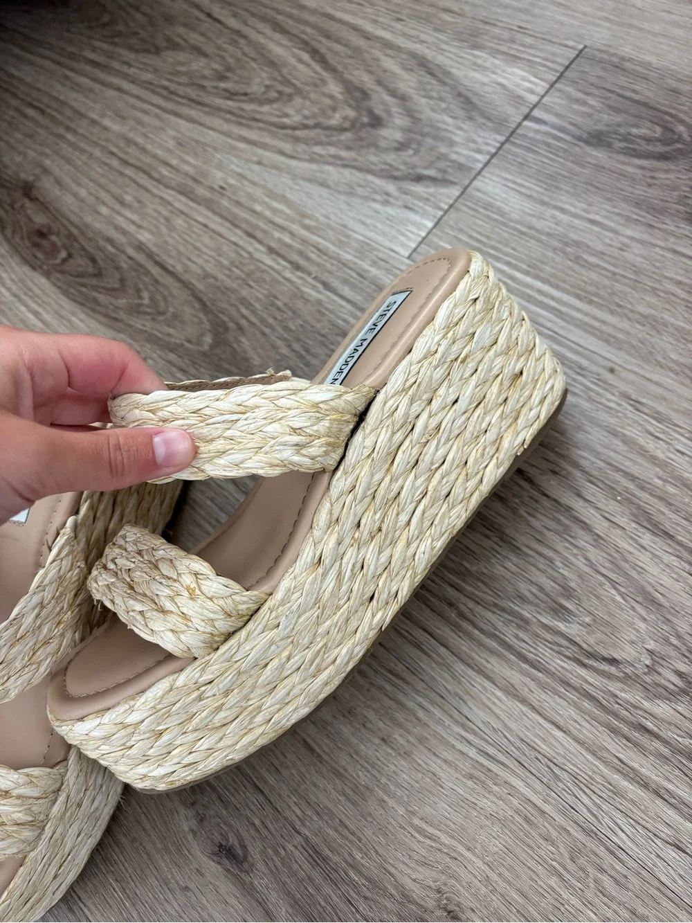 Steve Madden Natural Braided Platform Slide Sandals